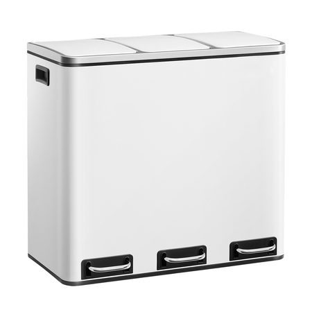 Kosz na śmieci metalowy trzykomorowy biały