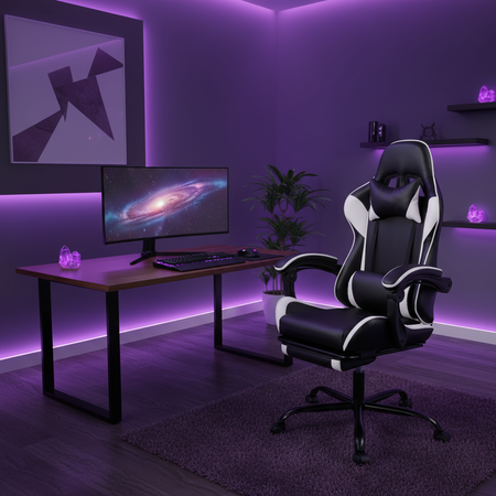 Fotel gamingowy Spacetronik Rally 1.0 czarno biały