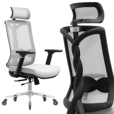 Zestaw ergonomiczny biurko Moris SPEO121 120x60 krzeslo Spiro lampa Glow D2