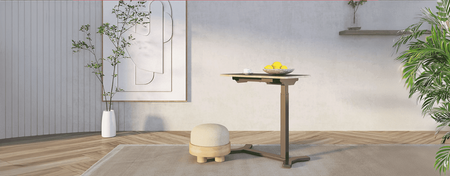 Regulowany stolik na kółkach Buddy biały drewno