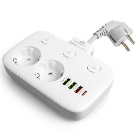 Listwa 2x zasilająca ładowarka 4xUSB USB-C PD QC