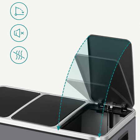 Kosz na śmieci metalowy 3x18L szary 54L