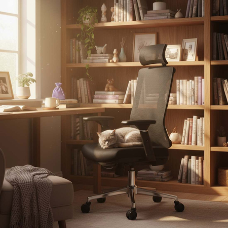 krzesło biurowe Spacetronik Spiro z pełną regulacją Czarne 4D, podparciem lędźwi.