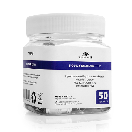 Przejście wtyk F - wtyk F "szybkie" TV-FF03 50szt