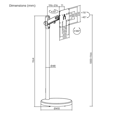 Mobilny stojak na monitor TV SPE-T02W biały