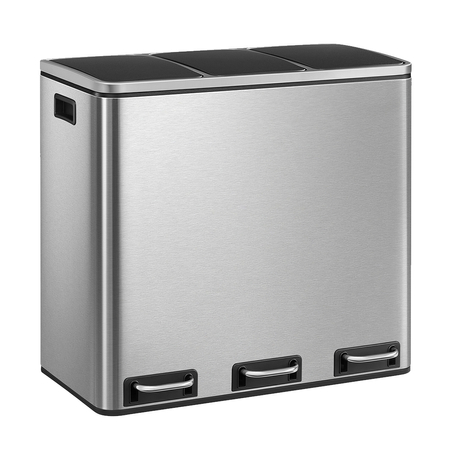 Kosz na śmieci metalowy 3x18L srebrny 54L
