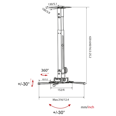Zestaw do projektora 100" PRS-F04 + SPA-P02B + transmiter SPH-W32