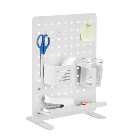 Zestaw Spacetronik: biurko regulowane 100×60 + krzesło dziecięce z podnóżkiem + nadstawka z pegboardem