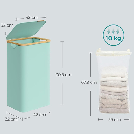 Kosz na pranie 90L 1 komorowy miętowy