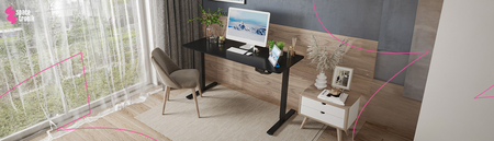 Zestaw ergonomiczny do biura krzesło LUMBO 22 + biurko manualne SPE-O113 100×60 czarne