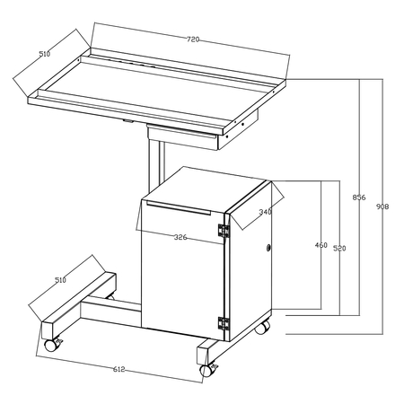 Wózek warsztatowy z szafką zamykaną kluczem SPC141