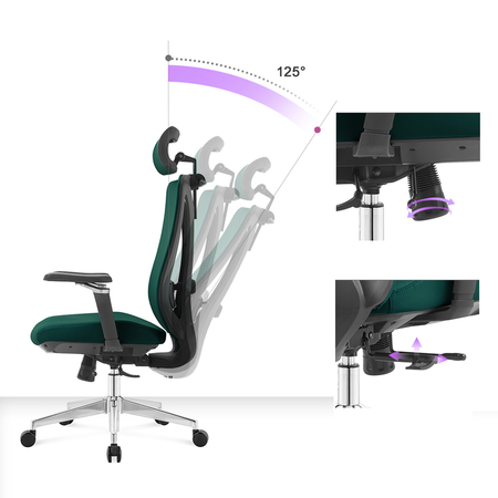 Regulowany Fotel biurowy obrotowy 5D MAURO Zielony