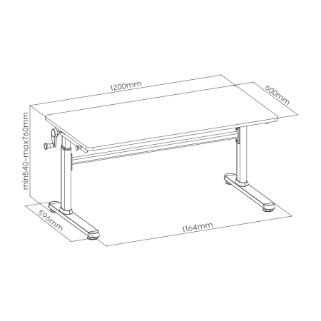 Spacetronik XD verstellbarer Schreibtisch SPE-X103WW 120x60