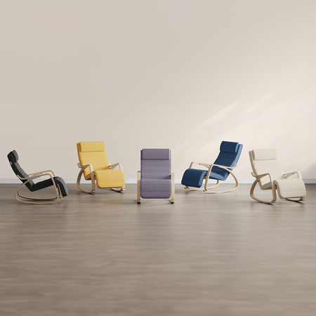 Krzesło bujane z podnóżkiem SPC-RIVA-01 Czarne