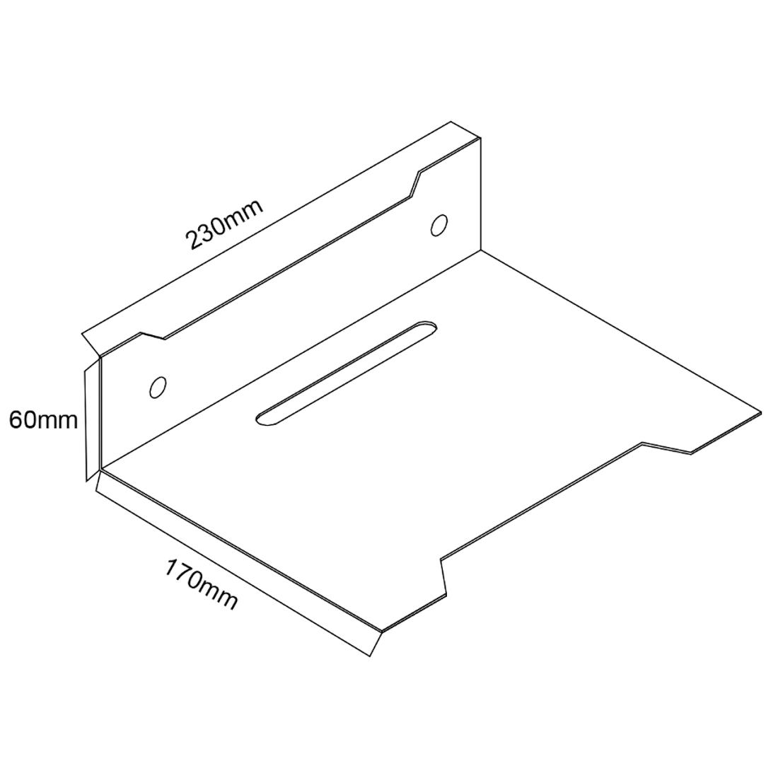 wymiary półki metalowej pod dekoder router tv