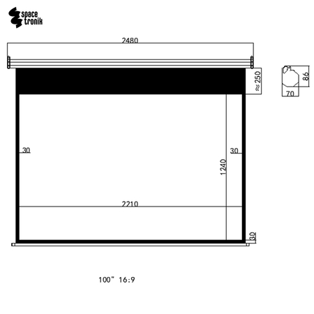 Elektrische Wandprojektionswand 100in