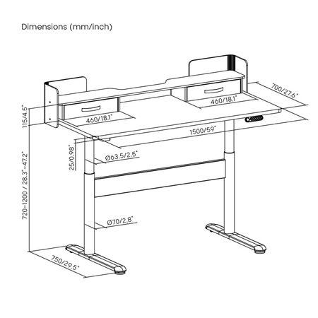 Mobile Dual-Motor Sit-Stand Desk Shelf Drawers