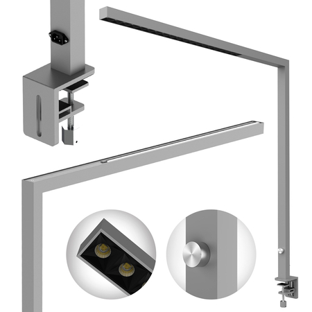 Lampa biurkowa do biura LED GLOW D22 4000K Srebrna