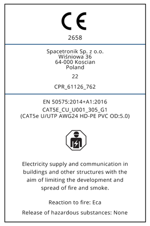Skrętka CAT5e U/UTP AWG24 CU PVC OD 5.0 Eca 305m