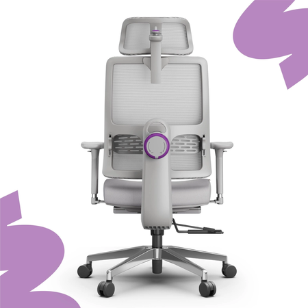 Zestaw ergonomiczny krzesło LUMBO 22 szare + biurko manualne SPE-O113 100×60 białe