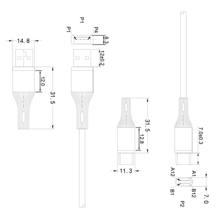Kabel LED silikonowy USB2.0 do USB-C 0.5m