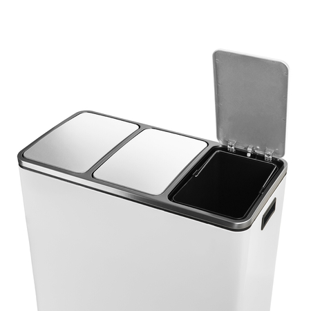 Kosz na śmieci metalowy trzykomorowy biały