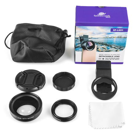 Dwa obiektywy telefonu szerokokątny x12 makro 0.45