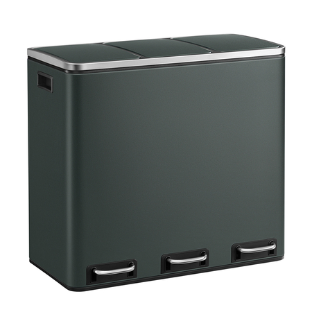 Kosz na śmieci metalowy trzykomorowy ciemnoszary