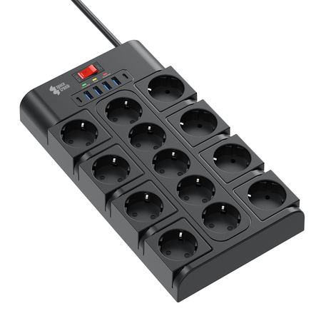 Listwa zasilająca 13xAC 4xUSB 2xUSB-C