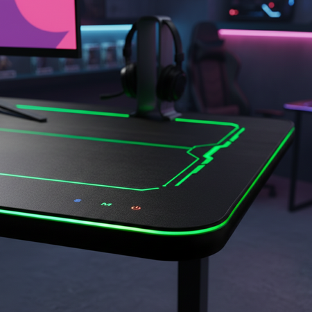 Zestaw gamingowy RGB: biurko elektryczne z regulacją + fotel ARON 136x66