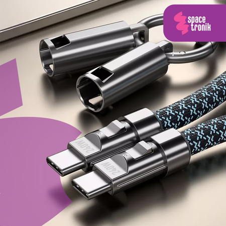 Kabel USB-C ze smyczą PD 240W 120cm BW