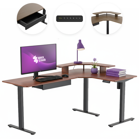 Zestaw regulowany fotel SPC-GILDA + biurko narożne elektryczne SPE-L124 180×120×60