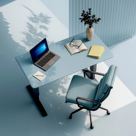 Stelaż elektryczny Spacetronik SPE-222OB + blat MDF premium niebieski