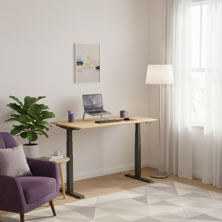 Biurko regulowane Vegard elektryczne dwusilnikowe MDF zielono-złote