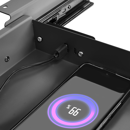 Under-Desk Storage Drawer USB Ports Large Black