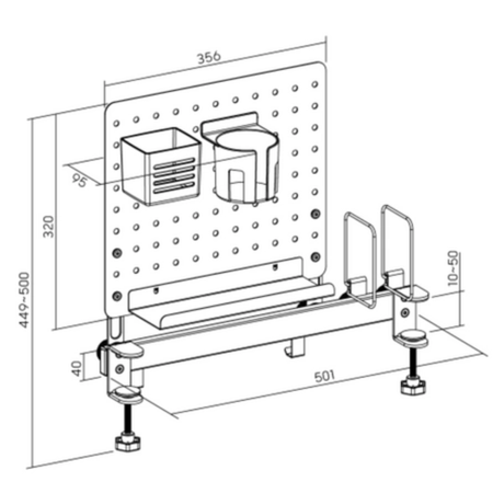 Zestaw Spacetronik: biurko regulowane 100×60 + krzesło dziecięce z podnóżkiem + nadstawka z pegboardem