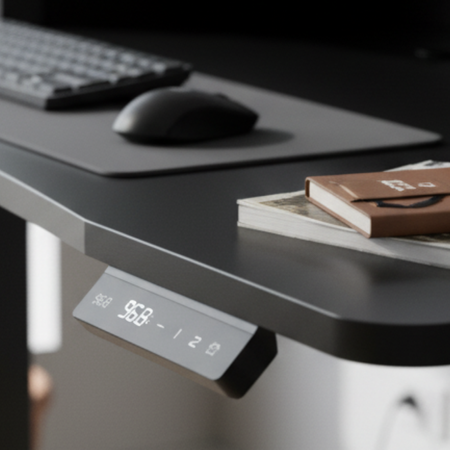 Kompaktowe Biurko Elektryczne z Szufladą i USB Spacetronik SPEF134BB z pamięcią czarne