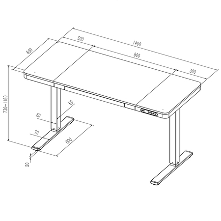 Biurko Elektryczne Astrid SPEB128WW 140x60 z Szufladą i USB