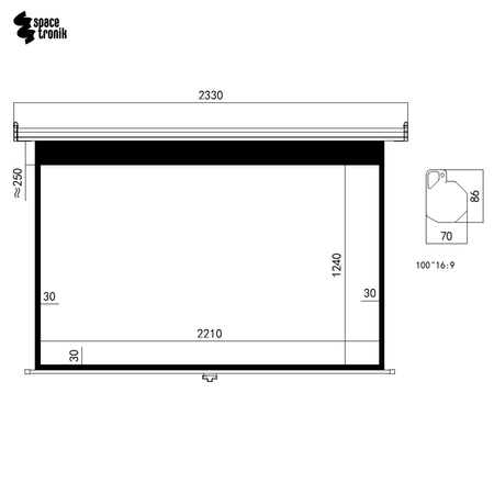 Ekran projekcyjny zwijany ręcznie 100" 16:9 biały