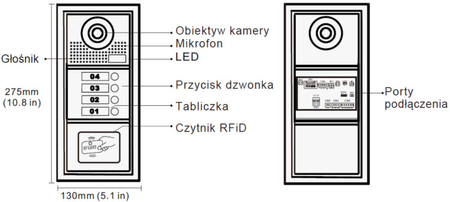 Zestaw wideodomofonowy czterorodzinny 4.3"
