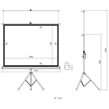 Ekran Projekcyjny ze Statywem 92" 4K Spacetronik