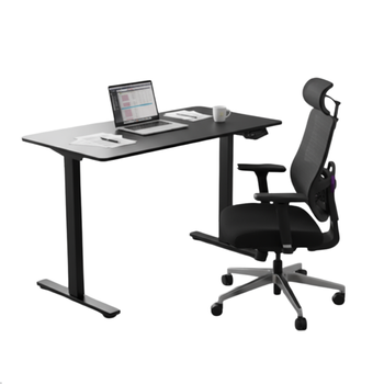 Zestaw ergonomiczny do biura krzesło LUMBO 22 + biurko manualne SPE-O113 100×60 czarne