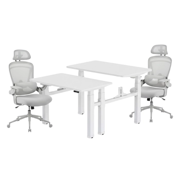 Zestaw podwójne biurko elektryczne Spacetronik z krzesłami Doris 11