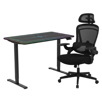 Zestaw gamingowy RGB: biurko elektryczne z regulacją + krzesło DORIS 11  136x66