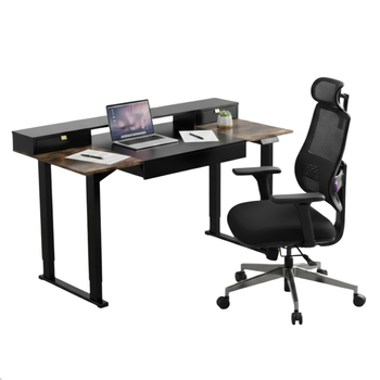 Zestaw ergonomiczny biurko elektryczne SPE-F121 160×80 + krzesło LUMBO 11 czarne