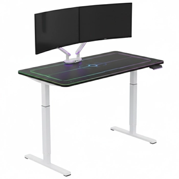 Gamingowe stanowisko Spacetronik RGB z elektryczną regulacją wysokości 136x66
