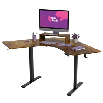 Biurko narożne regulowane SPEL112BR  Spacetronik 120x60 cm ciemne drewno