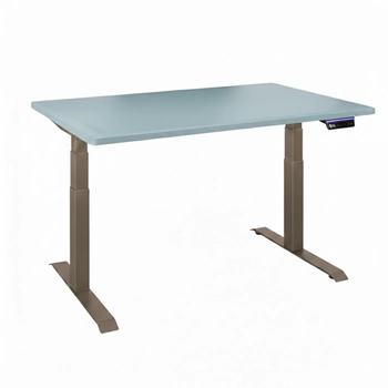 Biurko regulowane Vegard elektryczne dwusilnikowe MDF beżowo-niebieskie