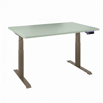 Biurko regulowane Vegard elektryczne dwusilnikowe MDF beżowo-zielone