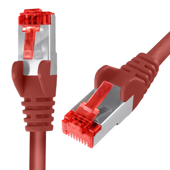 Kabel RJ45 CAT 6 S/FTP AWG27 LSZH czerwony 7,5m
